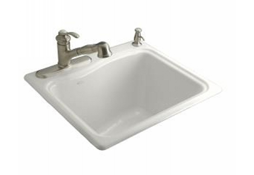 Kohler K-6657-2R-0 River Falls Utility Self Rimming Sink - White (Faucet and Accessories Not Included)