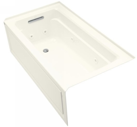 Kohler K-1122-HL-96  Archer 5' Whirlpool With Integral Apron In-Line Heater And Left Hand Drain - Biscuit