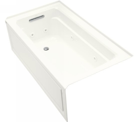 Kohler K-1122-HL-0 Archer 5' Whirlpool With Integral Apron In-Line Heate And Left Hand Drain - White
