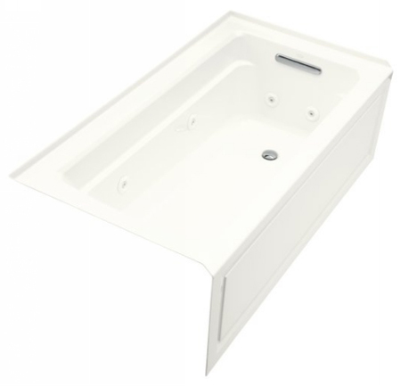 Kohler K-1122-HR-0  Archer 5' Whirlpool With Integral Apron In-Line Heater And Right Hand Drain - White