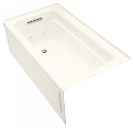 Kohler K-1122-LA-96 Archer 5' Whirlpool With Integral Apron and Left Hand Drain - Biscuit