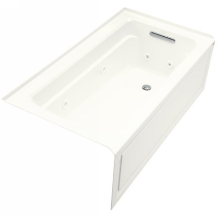 Kohler K-1122-RA-0 Archer 5' Whirlpool With Integral Apron and Right Hand Drain - White