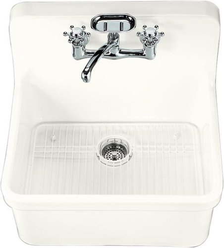Kohler K-12701-0 Gilford 24 x 22 Apron-Front Wall-Mount/Self-Rimming Kitchen Sinks - White (Faucet and Accessories Not Included)