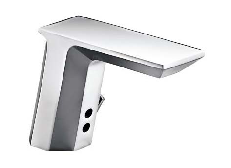 Kohler K-13466-CP Geometric Touchless? Deck-Mount Faucet with Temperature Mixer - Polished Chrome