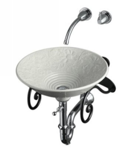 Kohler K-14222-WG-W2 Water's Grove Vessels Lavatory - Earthen White (Pictured with Faucet, Wall Bracket and Drain - Not Included)