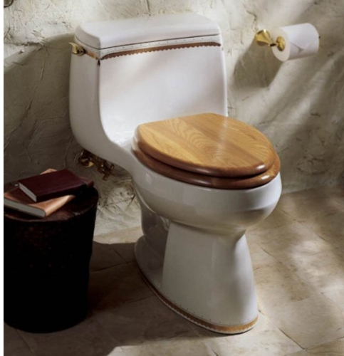 Kohler K-14345-WF-96 Gabrielle Comfort Height One-Piece Elongated Toilet With Prairie Flowers Design - Biscuit
