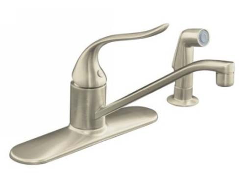 Kohler K-15172-F-BN Single Handle Kitchen Faucet with Sidespray - Brushed Nickel