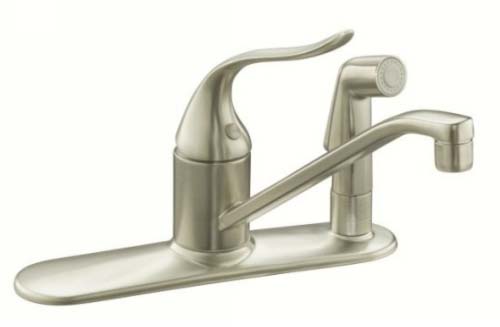 Kohler K-15173-F-BN Single Handle Kitchen Faucet with Sidespray in Escutcheon Plate - Brushed Nickel