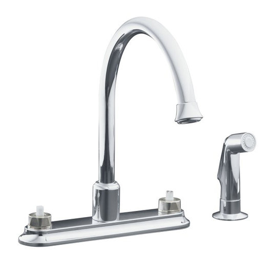 Kohler K-15889-K-CP Two Handle Centerset Kitchen Faucet with Sidespray - Polished Chrome