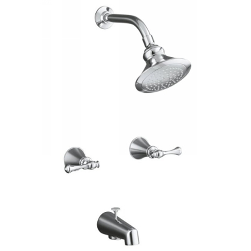Kohler K-16213-4A-CP Revival Double Metal Lever Handle Tub and Shower - Polished Chrome