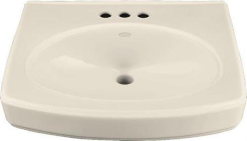 Kohler K-2028-1-47 Pinoir Lavatory Basin with Single-Hole Faucet Drilling - Almond (Pictured w/3 Holes)