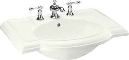 Kohler K-2295-1-0 Devonshire Lavatory Basin with Single-Hole Faucet Drilling - White (Faucet Not Included)