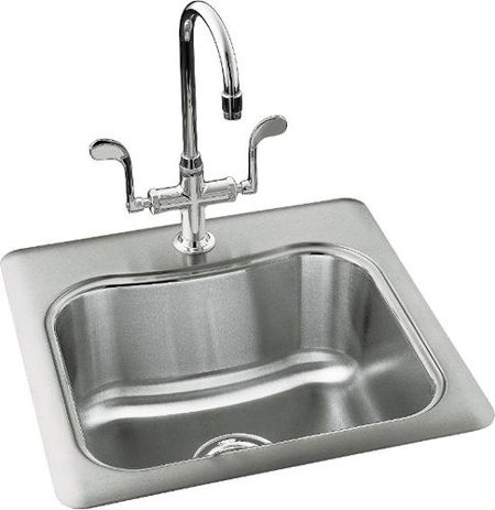 Kohler K-3363-3-NA Staccato Self-Rimming Entertainment Sink With 3-Hole Faucet Punching - Stainless Steel