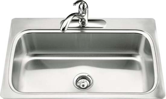 Kohler K-3373-4-NA Verse Single Basin Kitchen Sink - Stainless Steel