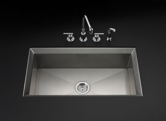 Kohler K-3387-NA Single Basin Stainless Steel Kitchen Sink from the Poise Series - Stainless Steel