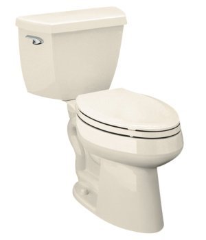 Kohler K-3493-7 Highline Pressure Lite Elongated 1.4 gpf Toilet with Left-hand Trip Lever, Less Seat - Black (Pictured in Almond)