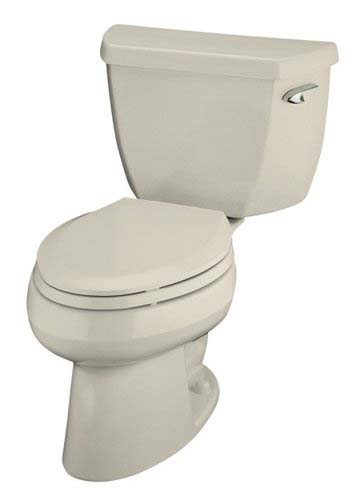 Kohler K-3493-RA-47 Wellworth Pressure Lite Elongated 1.4 gpf Toilet with Right-hand Trip Lever, Less Seat - Almond