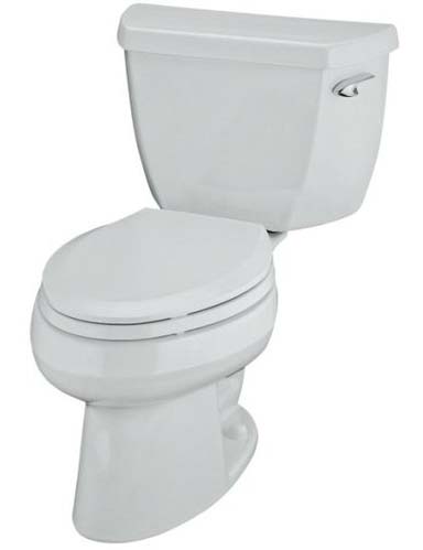 Kohler K-3493-RA-0 Wellworth Pressure Lite Elongated 1.4 gpf Toilet with Right-hand Trip Lever, Less Seat - White