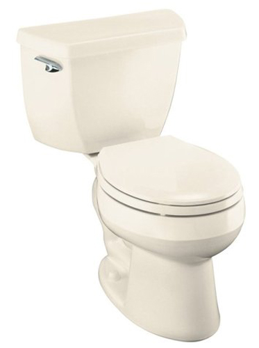 Kohler K-3577-47 1.28 Gpf Round-Front Toilet with Class Five Flushing Technology and Left-Hand Trip Lever from the Wellworth Series - Almond