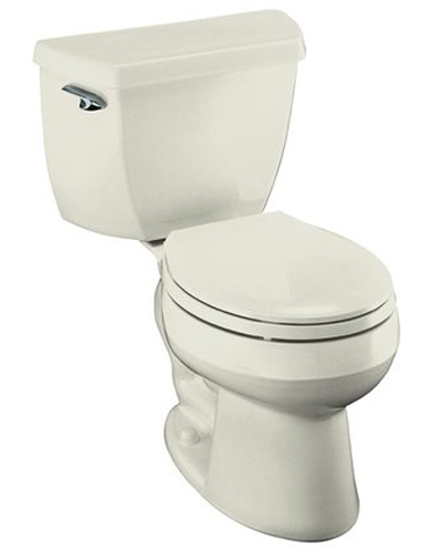 Kohler K-3577-96 1.28 Gpf Round-Front Toilet with Class Five Flushing Technology and Left-Hand Trip Lever from the Wellworth Series - Biscuit
