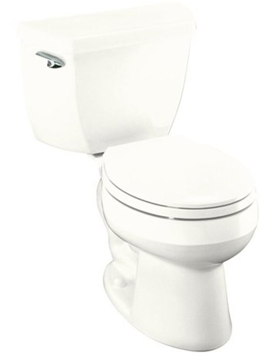Kohler K-3577-7 1.28 Gpf Round-Front Toilet with Class Five Flushing Technology and Left-Hand Trip Lever from the Wellworth Series - Black (Pictured in White)