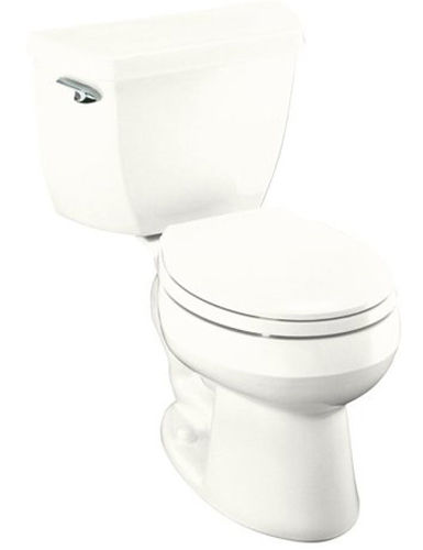 Kohler K-3577-0 1.28 Gpf Round-Front Toilet with Class Five Flushing Technology and Left-Hand Trip Lever from the Wellworth Series - White