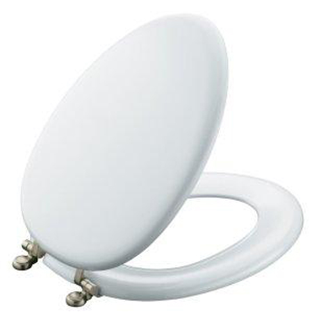 Kohler K-4701-CP-7 Kathryn Toilet Seat With Polished Chrome Hinges - Black (Pictured in White)