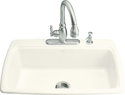 Kohler K-5863-2-96 Cape Dory Self-Rimming Kitchen Sink With 2-Hole Faucet Drilling - Biscuit