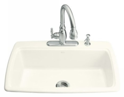 Kohler K-5863-4-96 Cape Dory Self-Rimming Kitchen Sink With 4-Hole Faucet Drilling - Biscuit