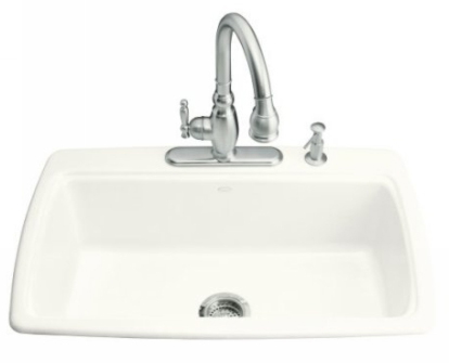 Kohler K-5863-4-0 Cape Dory Self-Rimming Kitchen Sink With 4-Hole Faucet Drilling - White