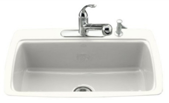 Kohler K-5864-4-0 Cape Dory Tile-In Kitchen Sink With 4-Hole Faucet Drilling - White