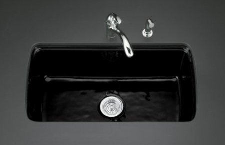 Kohler K-5864-5U-7 Cape Dory Undercounter Kitchen Sink - Black (Faucet and Accessories Not Included)