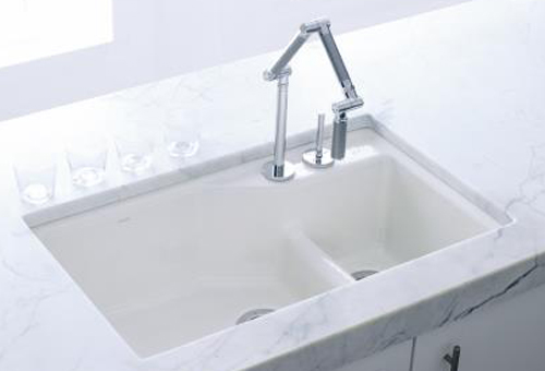 Kohler K-6411-3-7 Undercounter Basin Kitchen Sink with Three-Hole Faucet Drilling - Black (Pictured in White)