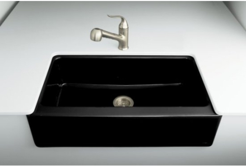 Kohler K-6546-4U-7 Dickinson Undercounter Apron-Front Kitchen Sink - Black (Faucet and Accessories Not Included)