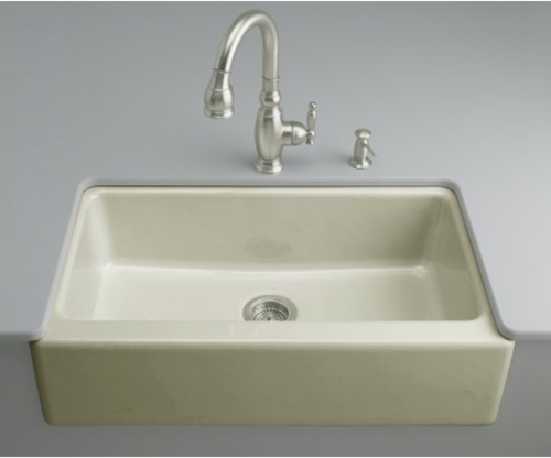 Kohler K-6546-4U-G9 Dickinson Undercounter Apron-Front Kitchen Sink - Sandbar (Faucet and Accessories Not Included)