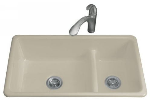 Kohler K-6625-G9 Iron/Tones Smart Divide Self-Rimming/Undercounter Kitchen Sinks - Sandbar (Faucet and Accessories Not Included)