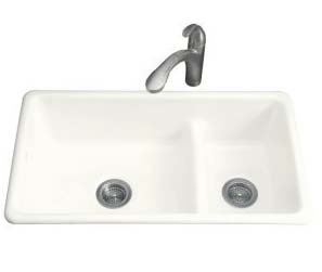 Kohler K-6625-0 Double Basin Smart Divide Cast Iron Kitchen Sink from the Iron/Tones Series - White
