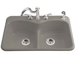 Kohler K-6626-4-K4 Langlade Smart Divide Kitchen Sink- 4 Faucet Hole Drilling - Cashmere