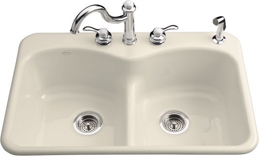 Kohler K-6626-5-47 Langlade Smart Divide Kitchen Sink - Almond (Faucet and Accessories Not Included)
