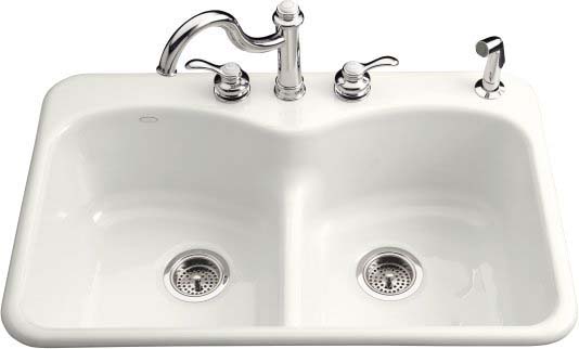 Kohler K-6626-5-0 Langlade Smart Divide Kitchen Sink- 5 Hole Faucet Drilling - White
