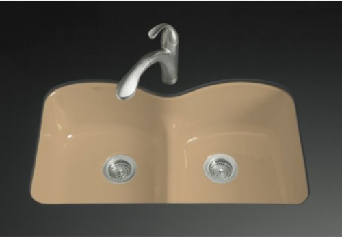 Kohler K-6626-6U-33 Langlade Undercounter Smart Divide Kitchen Sink - Mexican Sand (Faucet and Accessories Not Included)