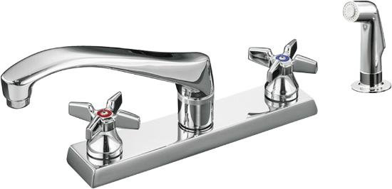 Kohler K-7827-K-CP Two Handle Centerset Kitchen Faucet with Sidespray - Polished Chrome