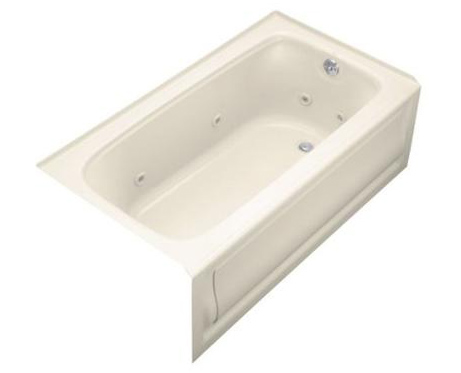 Kohler K-1151-RA-47 Bancroft 5' Whirlpool With Integral Apron and Right Hand Drain - Almond