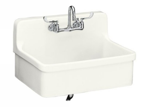 Kohler K-12700-0 Gilford 30 x 22 Apron-Front Wall-Mount/Self-Rimming Kitchen Sink - White (Faucet Not Included)