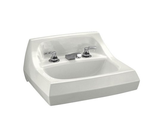 Kohler K-2005-0 Kingston 21 in Wall Mounted Lavatory Sink with 4 in Centers - White (Faucet Not Included)