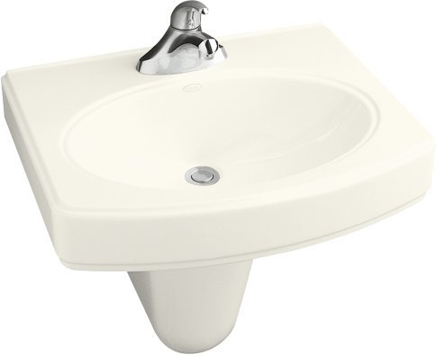 Kohler K-2035-8-0 Pinoir Wall-Mount Lavatory With 8'' Centers - White (Pictured in Biscuit)