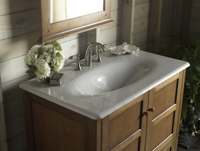 Kohler K-3051-8-0 Iron/Impressions Cast Iron Vanity Top - White (Faucet and Accessories Not Included)