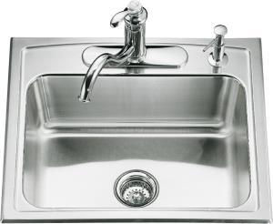 Kohler K-3348-3 Toccata Single Basin Self-Rimming Kitchen Sink - Stainless Steel