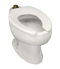 Kohler K-4350-0 Wellcomme Elongated Toilet Bowl With Top Spud - White (Seat Not Included)