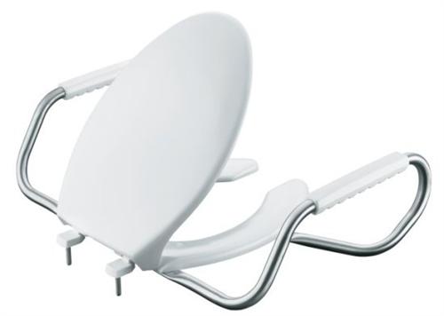 Kohler K-4654-A-0 Lustra Elongated Open-Front Toilet Seat with Antimicrobial Agent and Support Arms - White